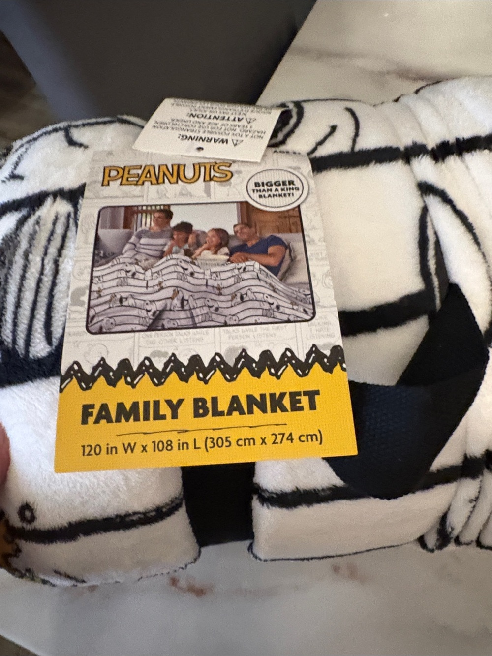 Peanuts Black and White Snoopy Roll-Up Plush Blanket